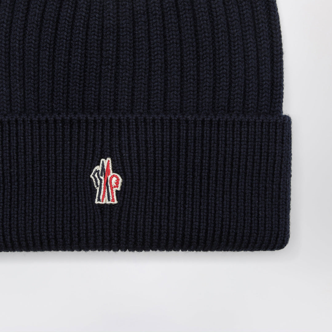 Moncler Grenoble Navy Blue Ribbed Wool Beanie