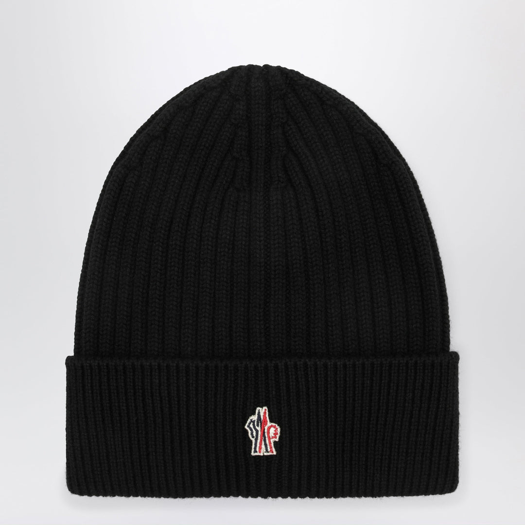 Moncler Grenoble Black Ribbed Wool Cap