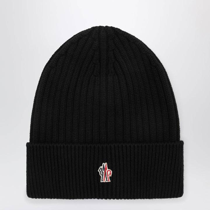 Moncler Grenoble Black Ribbed Wool Cap