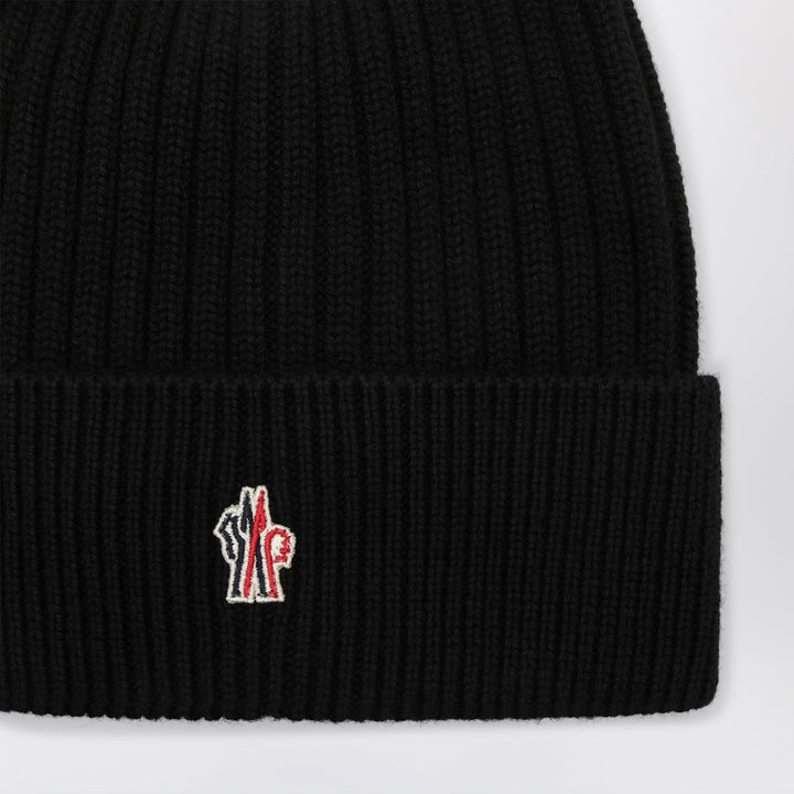 Moncler Grenoble Black Ribbed Wool Cap