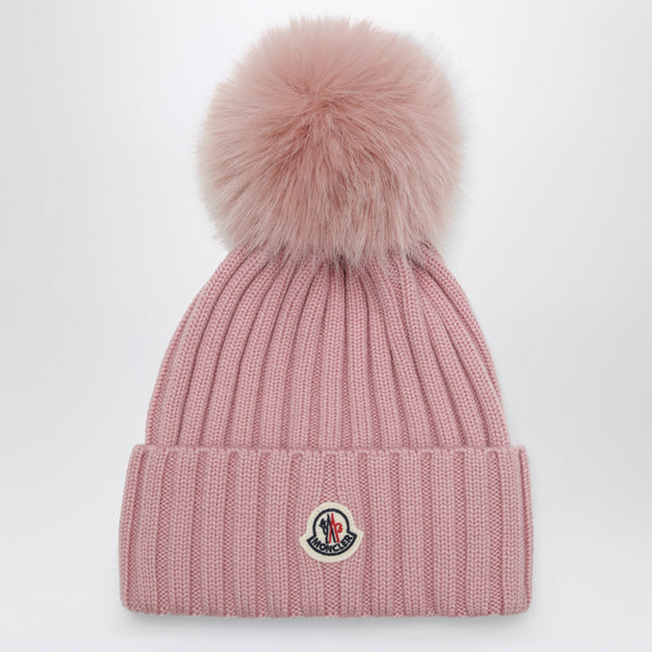 Pink Wool Beanie With Pom-Pom