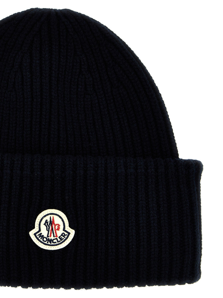 Logo Patch Beanie Hats Blue