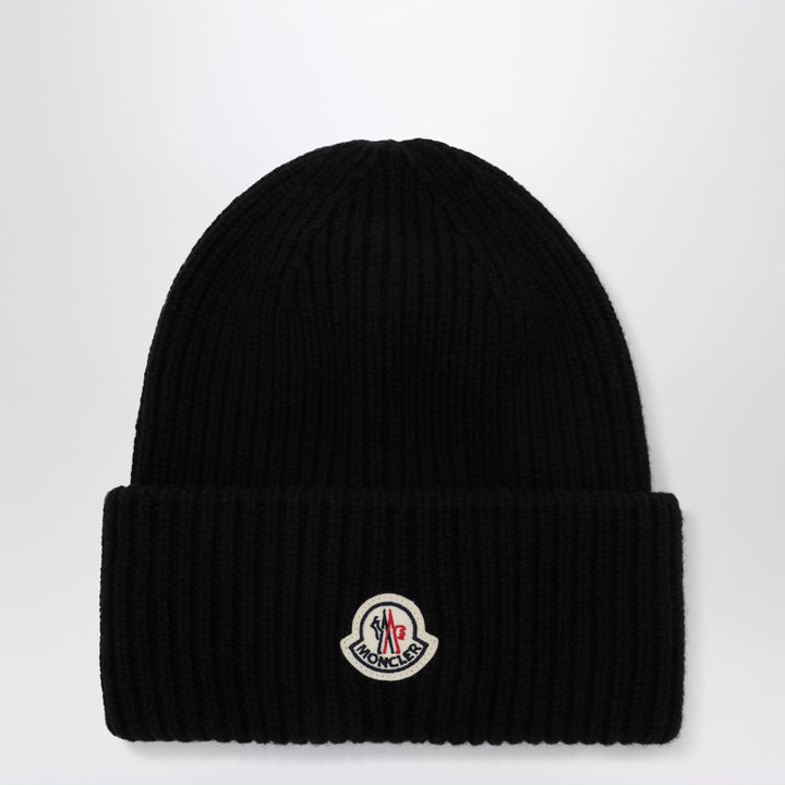Moncler Black Beanie In Wool And Cashmere