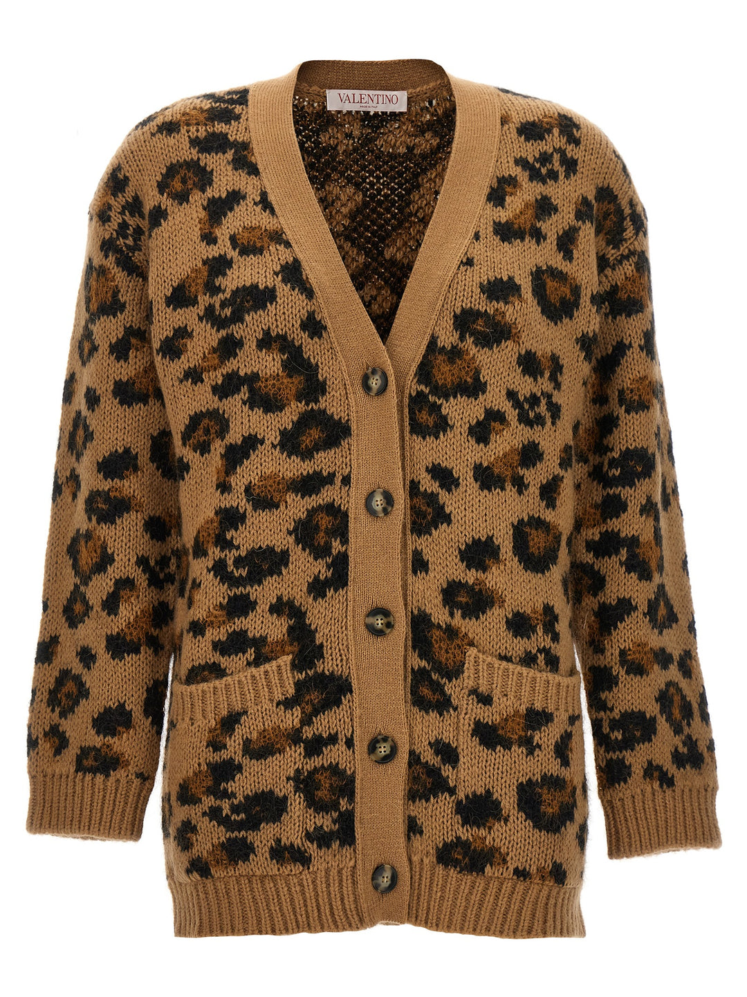 Valentino Animalier Cardigan Sweater, Cardigans Brown