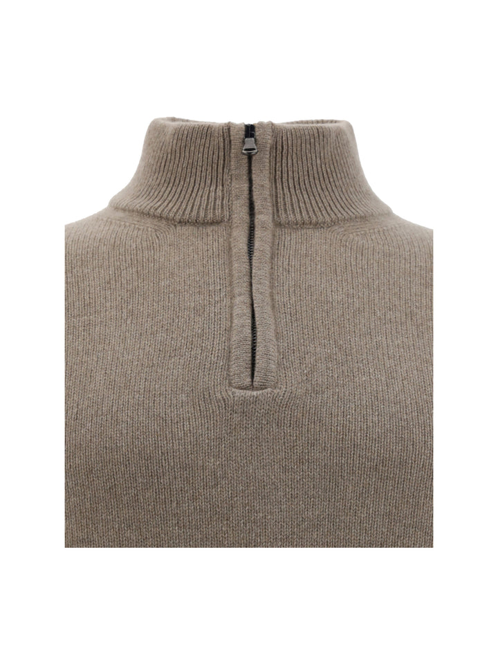 H-NECK MEZZA ZIP PURO CASHMERE