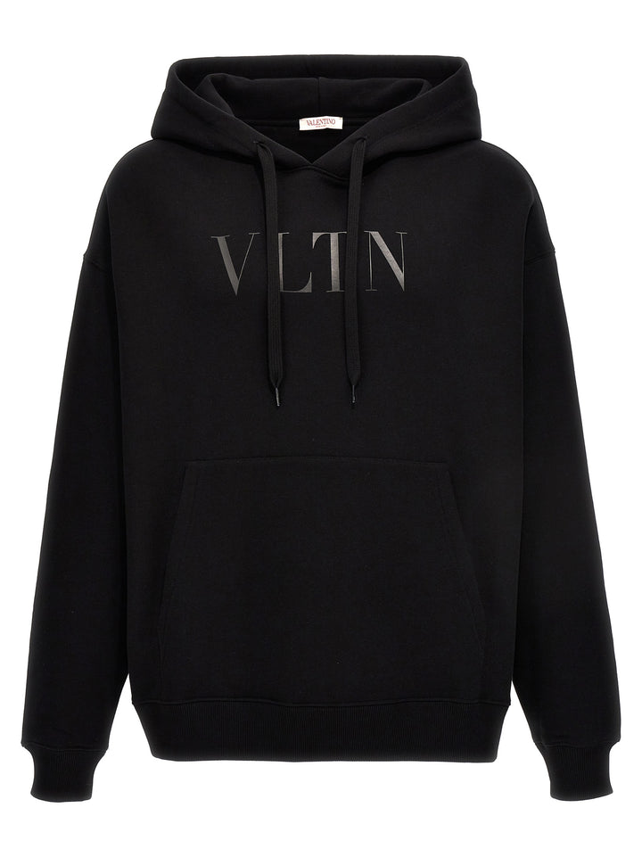 Valentino Logo Print Hoodie Sweatshirt Black