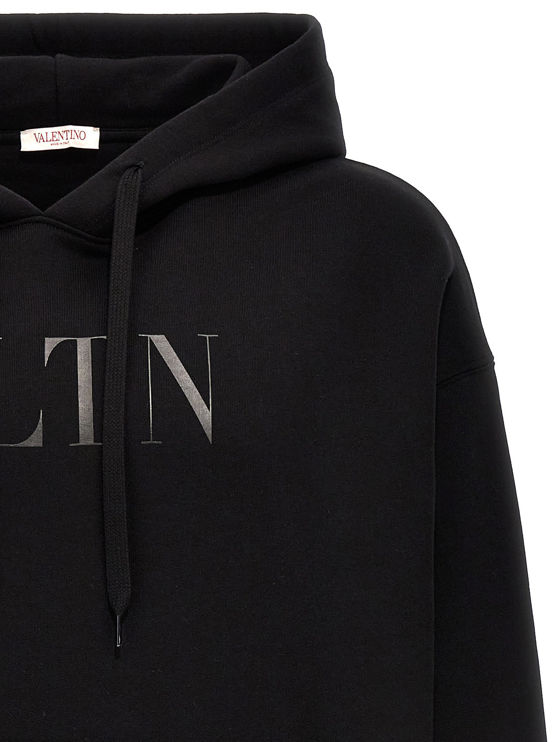 Valentino Logo Print Hoodie Sweatshirt Black