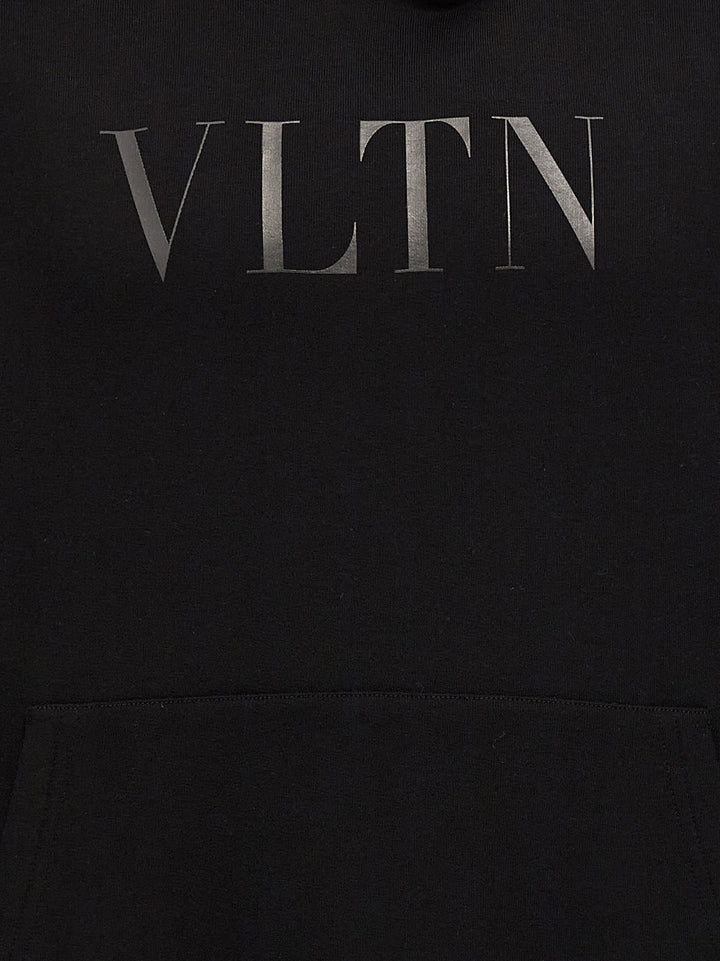 Valentino Logo Print Hoodie Sweatshirt Black