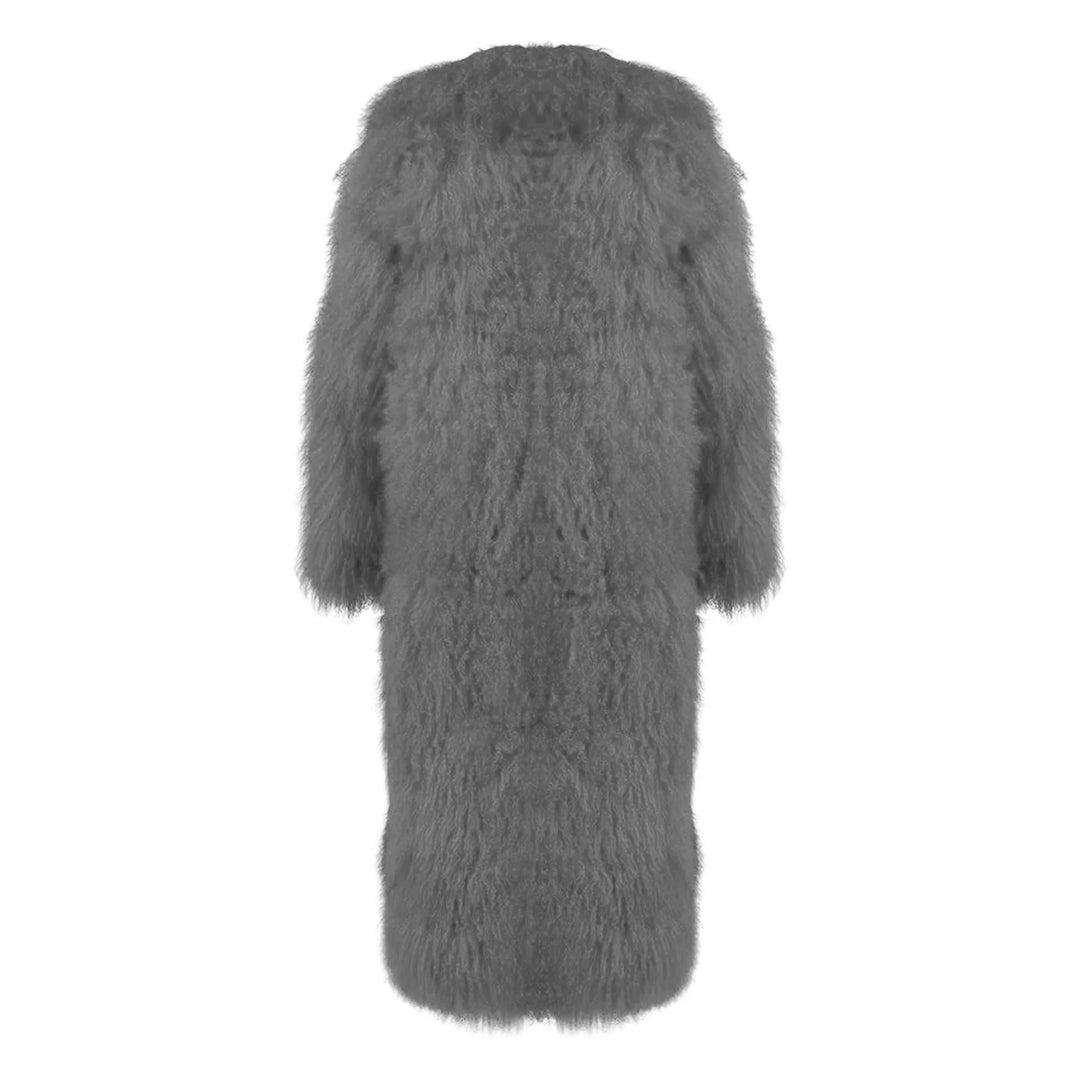 Rouselin Gray Coat in Lambskin Fur