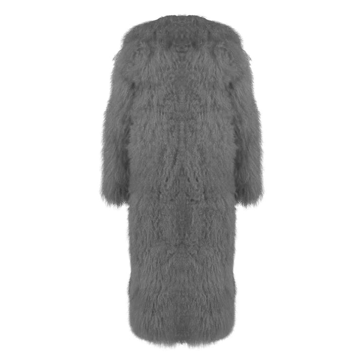 Rouselin Gray Coat in Lambskin Fur