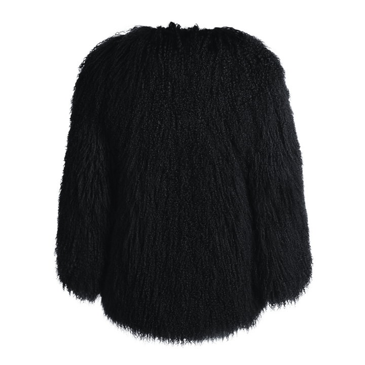 Lovley Black Coat in Lambskin Fur