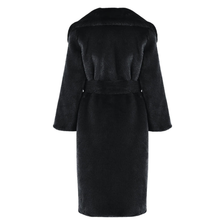 Alpaca and Wool Faux Fur Coat Black