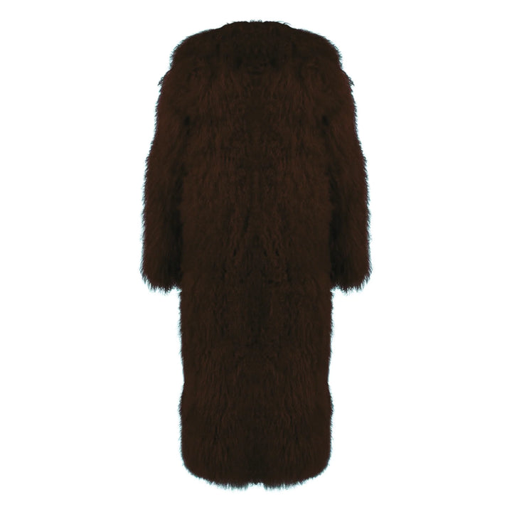 Rouselin Brown Coat in Lambskin Fur