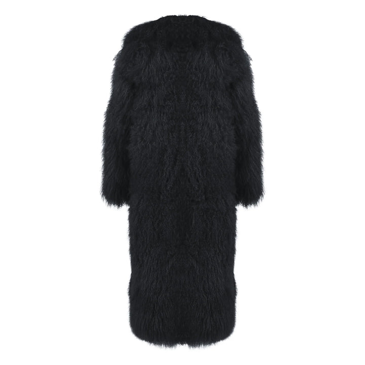 Rouselin Black Coat in Lambskin Fur