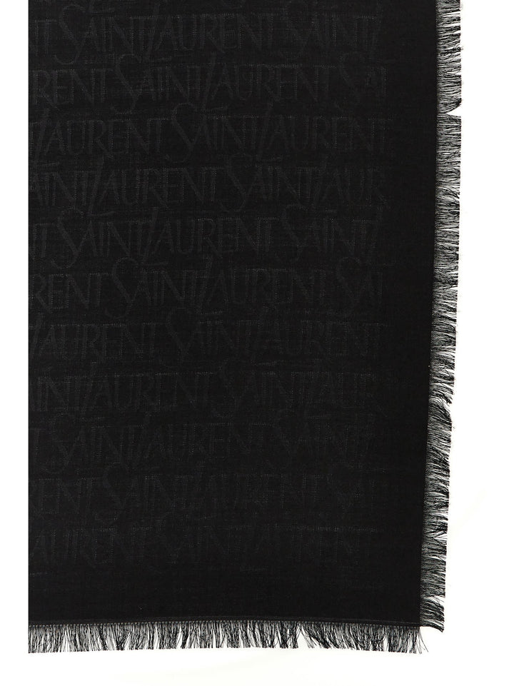 Monogram Ysl Jacquard Scarf Scarves And Foulards Black
