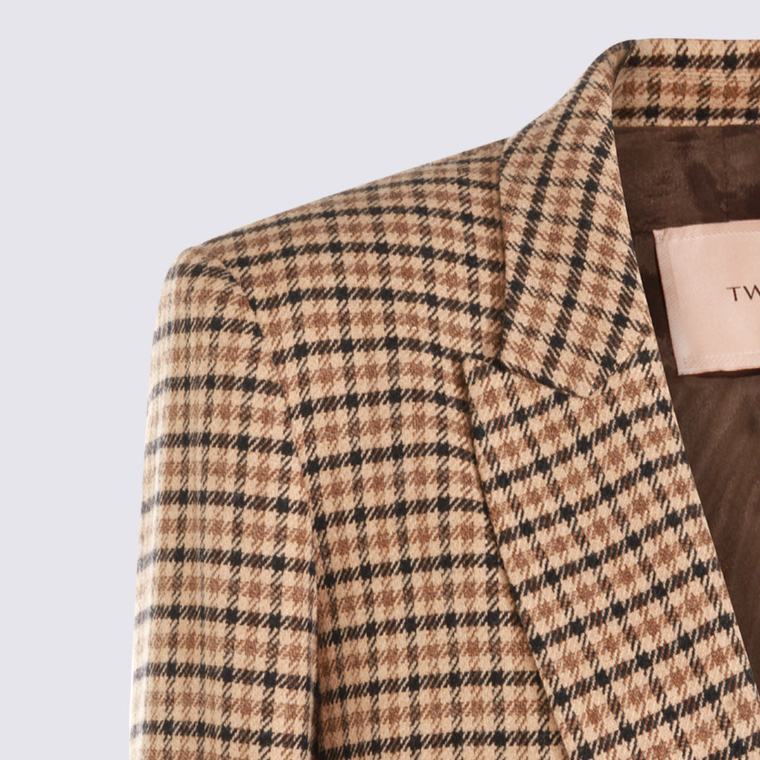 Twin-Set Jackets - SMALL CHECK CAMMELLO/NERO | f7777fbc8451cdcb9e502b2ae901c00ac176ec24