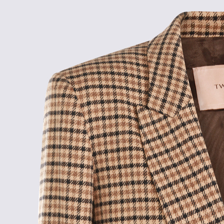 Twin-Set Jackets - SMALL CHECK CAMMELLO/NERO | f7777fbc8451cdcb9e502b2ae901c00ac176ec24