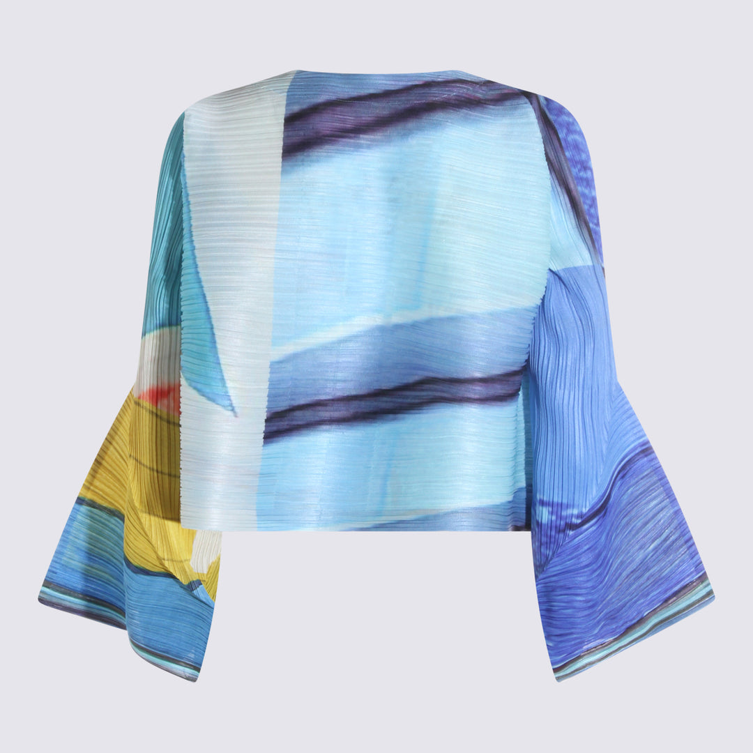 Pleats Please Issey Miyake Top - BLUE/YELLOW | cb53d55808e1e56695e0f51f1b52f531540c7c13