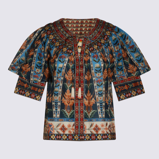 Top Embroidered Tapestry Blue