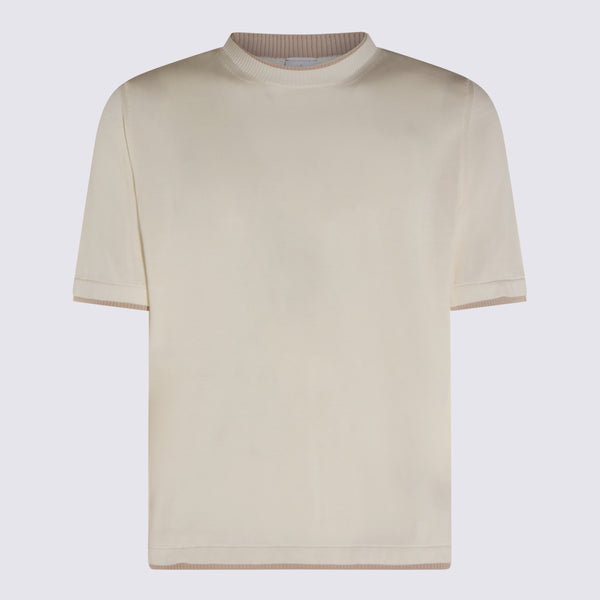 T-Shirts And Polos Bianco-Beige