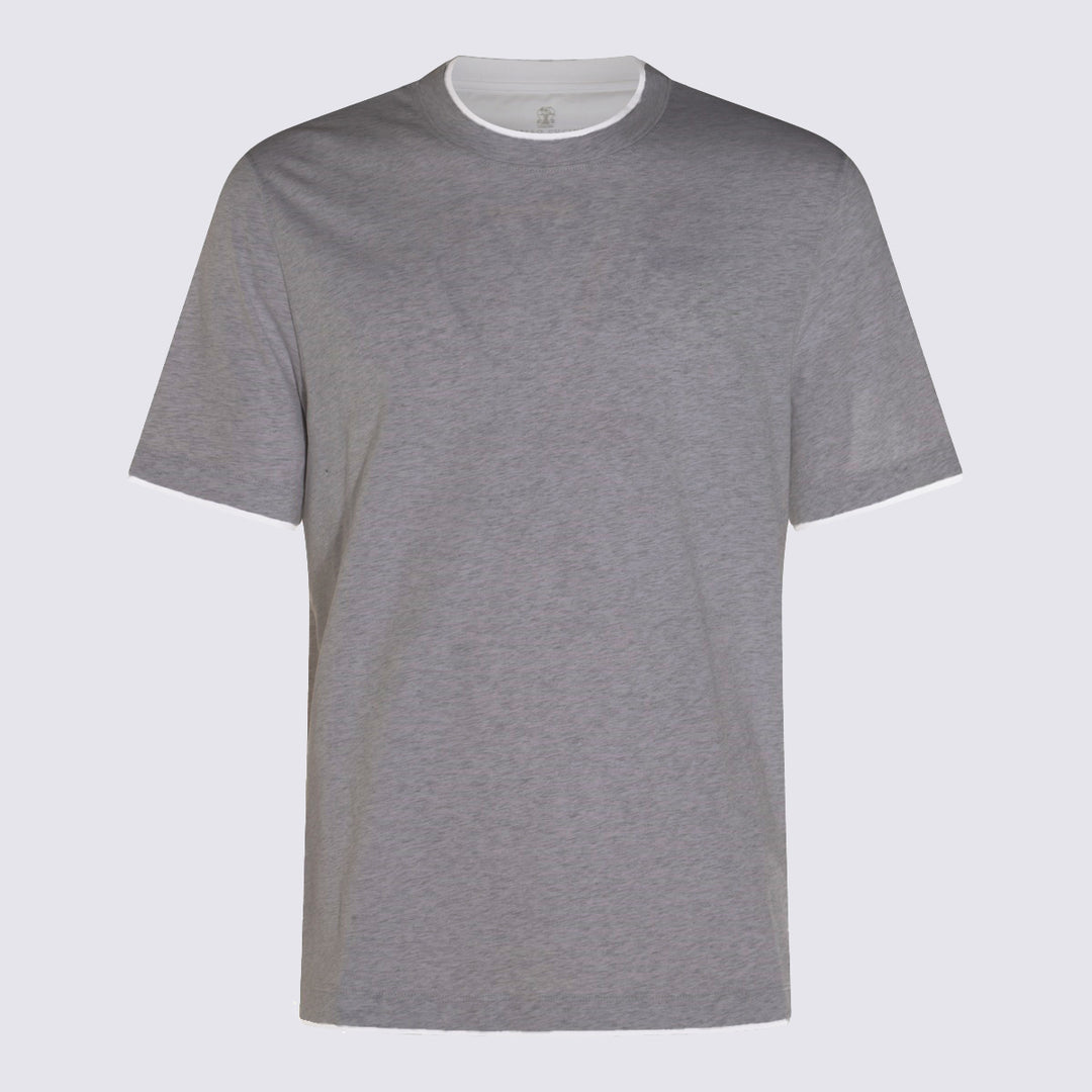 Brunello Cucinelli T-shirts and Polos - GRIGIO MEDIO + OFF WHITE | 703caec88dd0ad77b3452fc9d58552123367e405