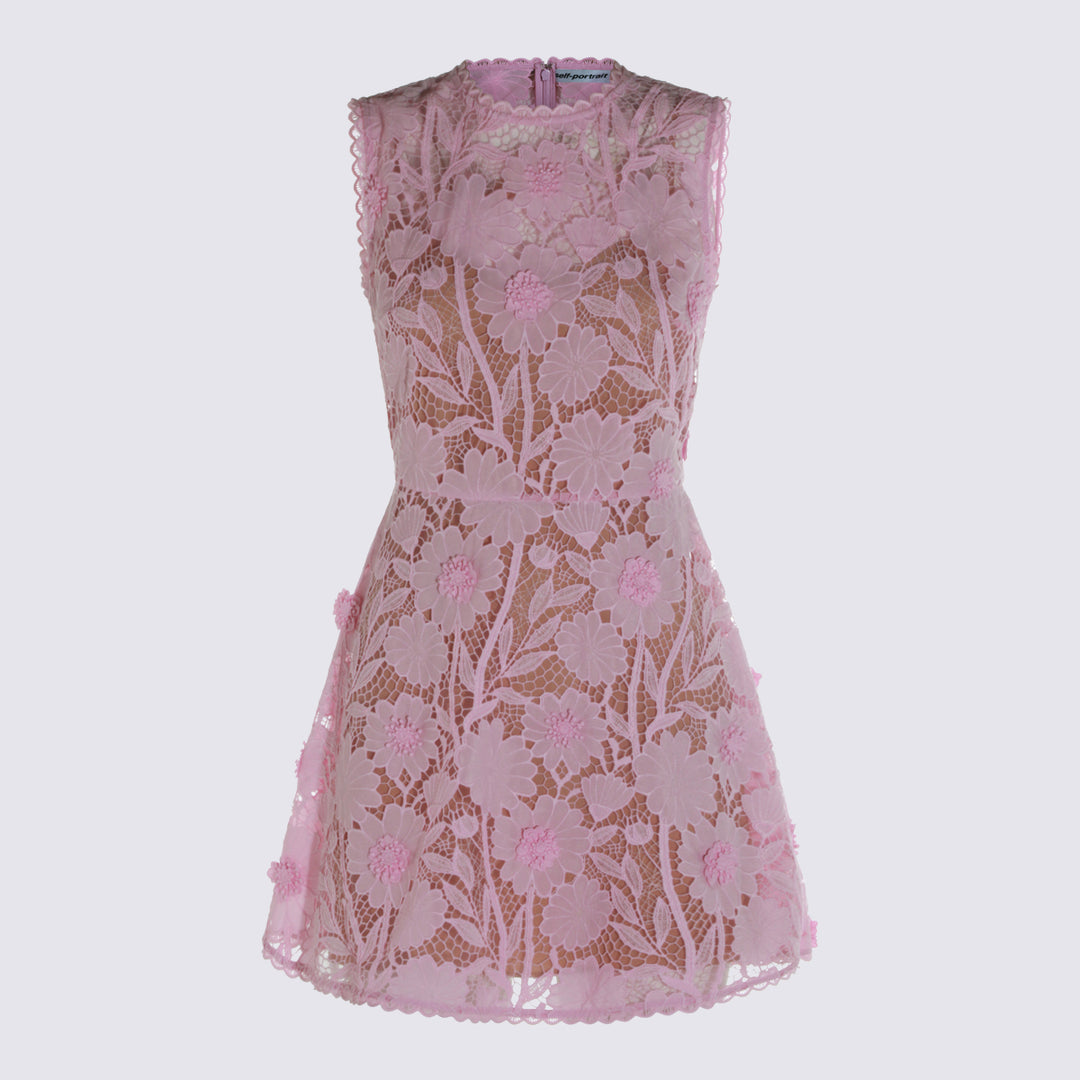 self portrait dresses Belted lace peplum midi dress - yellow neckline frames a wrapped bodice with a subtle cut self-portrait Floral Lace Midi Dress