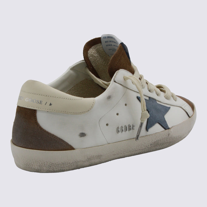 Golden Goose Sneakers - WHITE/BROWN/BLUE DENIM/CREAM | 908012648964d3164c01984da3f6e31a2c3cbd60