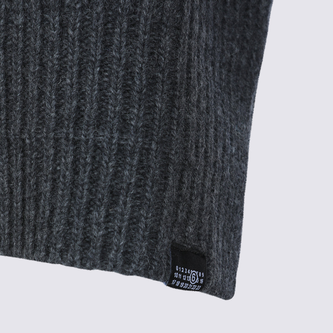 Mm6 Maison Margiela Scarfs - Dark Grey Melange | ccba1fd7767ca1999ff6f96bc834c35effdcc45b