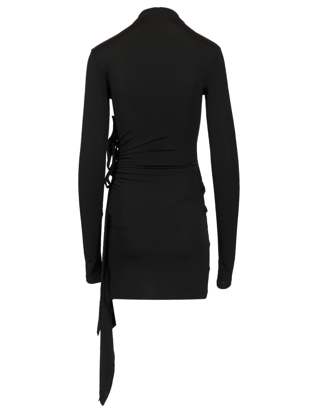 Sec Skin Draped Mini Dress Ls Black - Bl Dresses Black