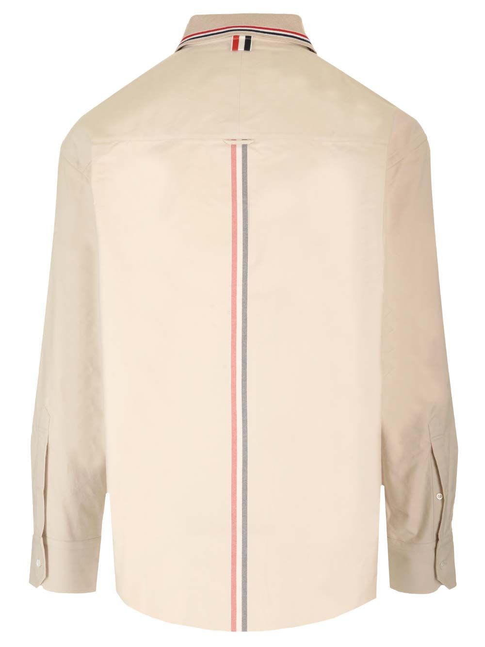 Stripe Cotton Flannel Oversized Shirt Shirts White