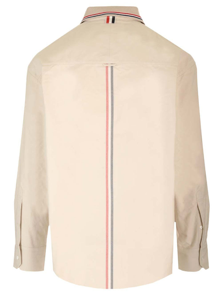 Stripe Cotton Flannel Oversized Shirt Shirts White