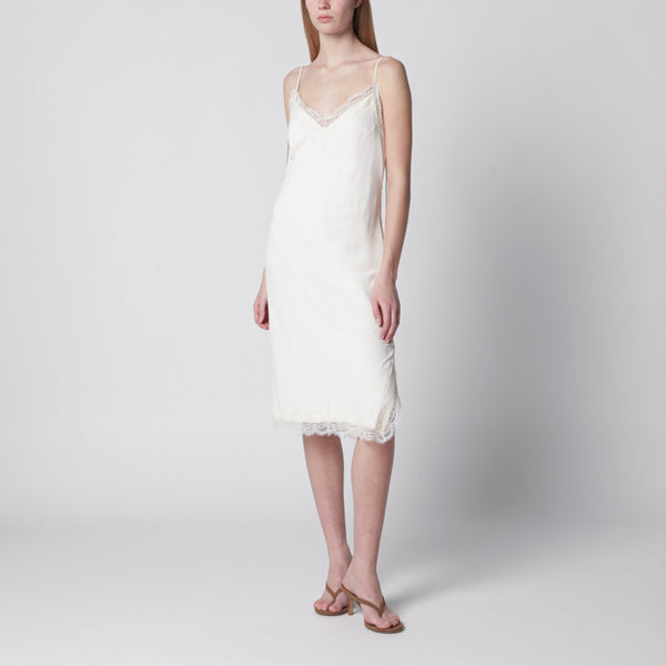 White Silk And Lace Slip Dress