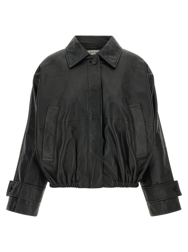 Blouson Leather Jacket Puffer Jackets Black