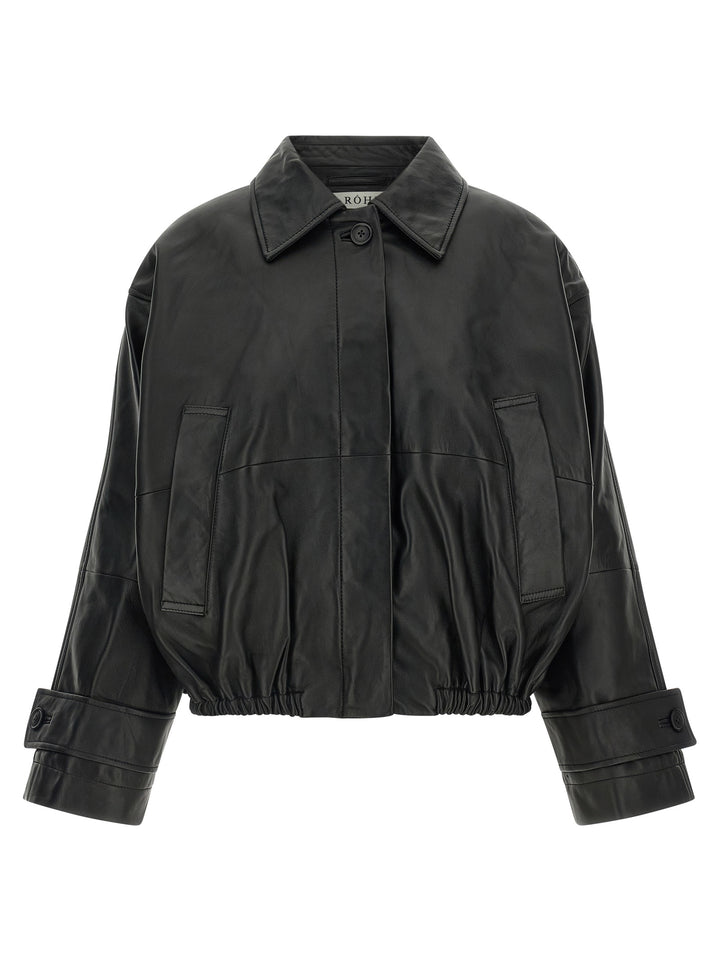 Rohe Blouson Leather Jacket Puffer Jackets - Black | 8f9cfab752080916ee1ac44502ec53cc1543eb20