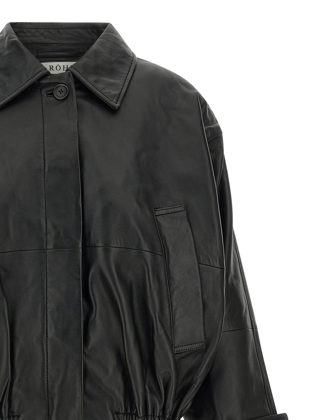 Rohe Blouson Leather Jacket Puffer Jackets - Black | c1835158f826461fa0beb37f00fc2bf6ed607007
