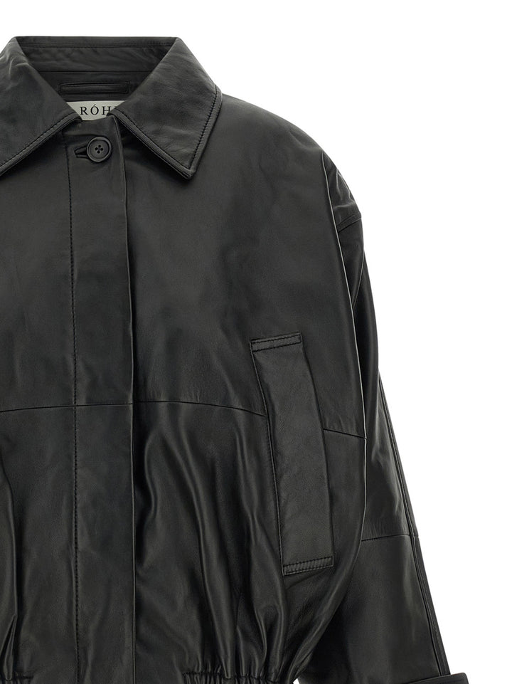 Rohe Blouson Leather Jacket Puffer Jackets - Black | c1835158f826461fa0beb37f00fc2bf6ed607007