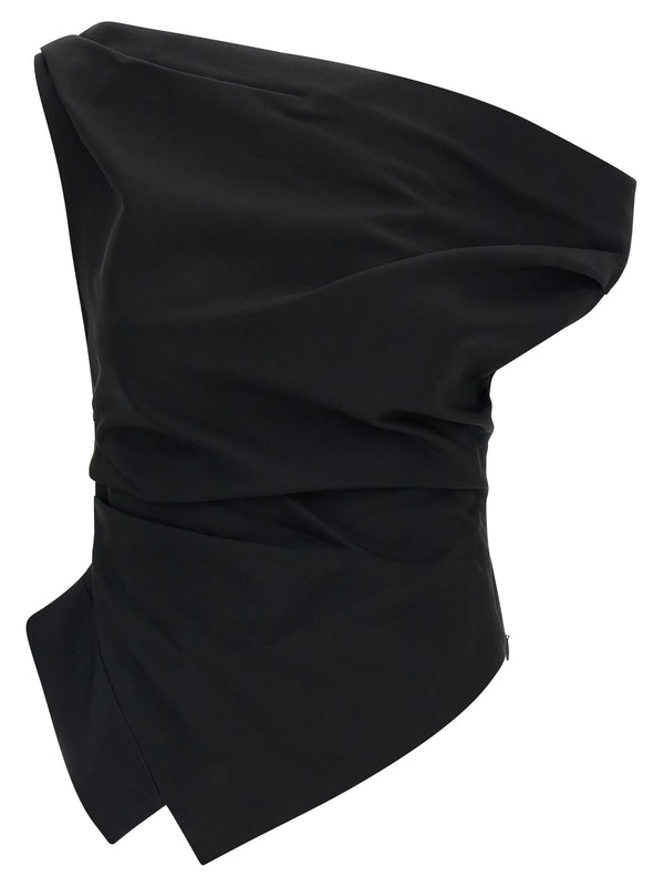 Asymmetrical Top With Draping Tops Black