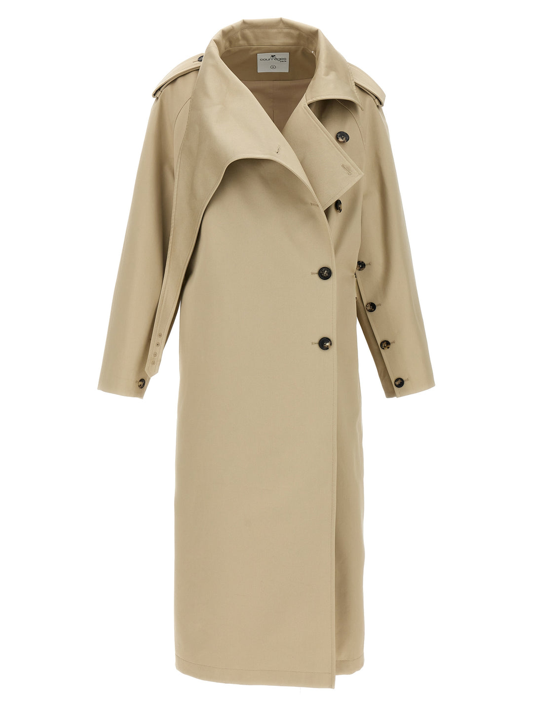 Long Oblique Coats, Trench Coats Beige