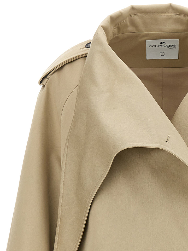 Long Oblique Coats, Trench Coats Beige