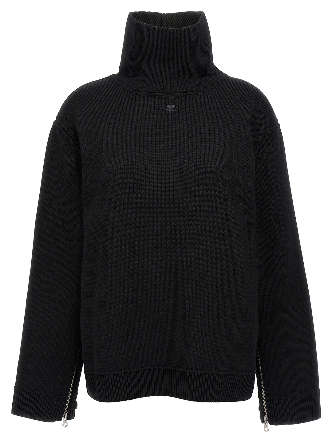 Oversized Mockneck Knit Sweater, Cardigans Black