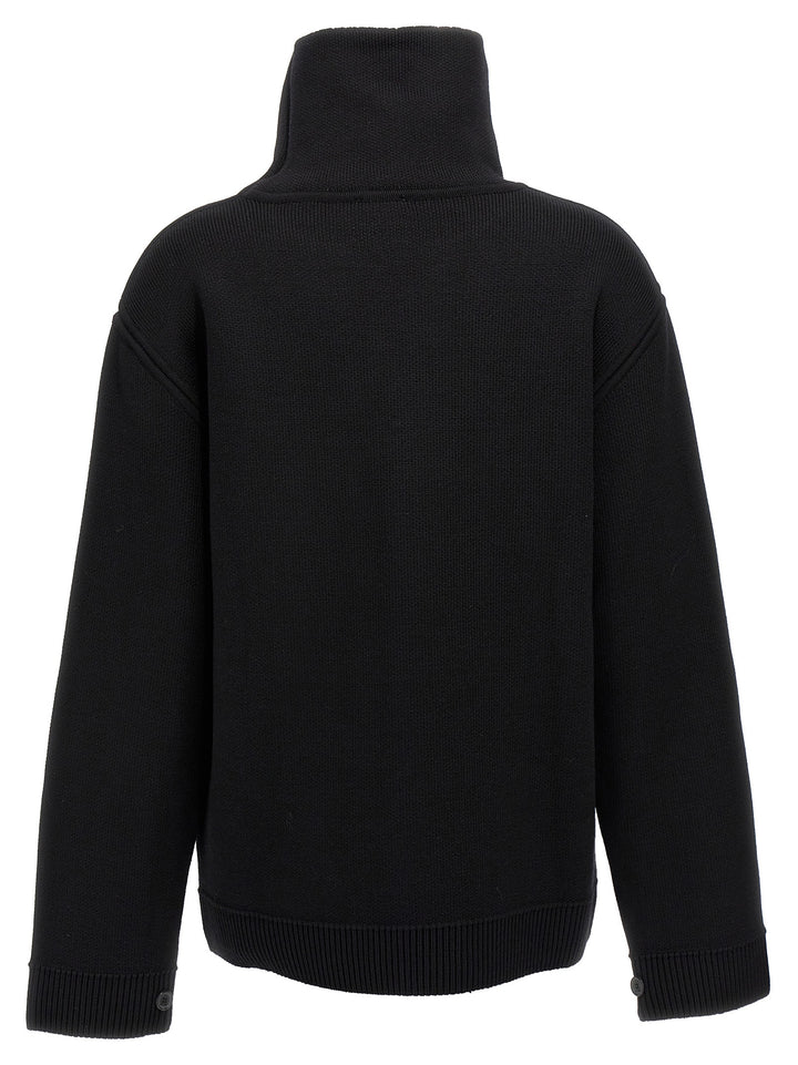 Oversized Mockneck Knit Sweater, Cardigans Black