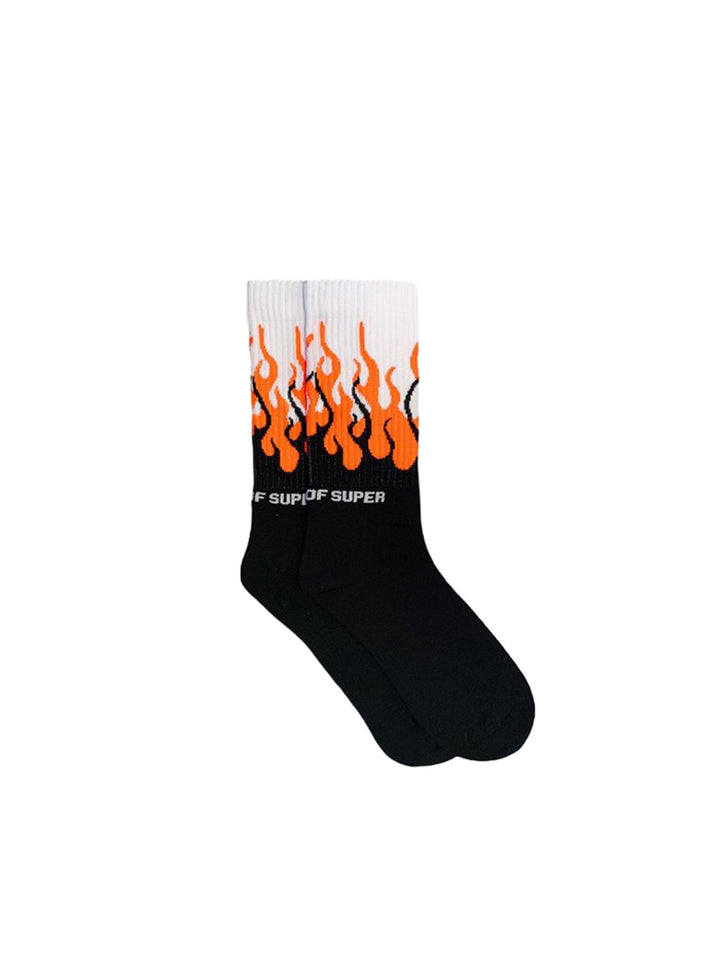 Orange fluo double flames socks