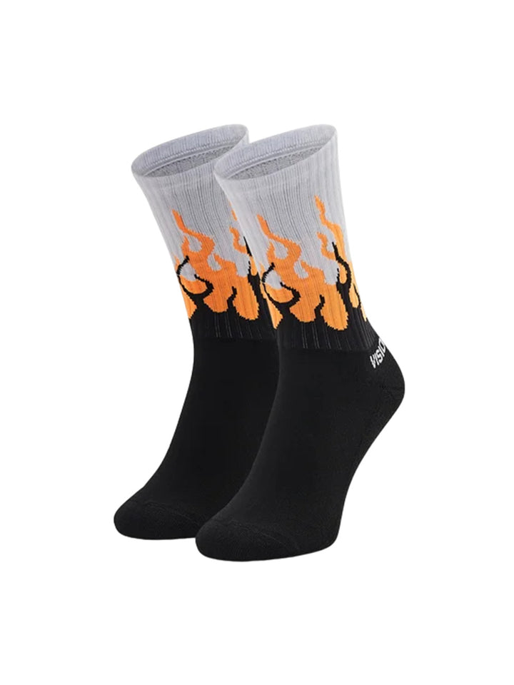 Orange fluo double flames socks