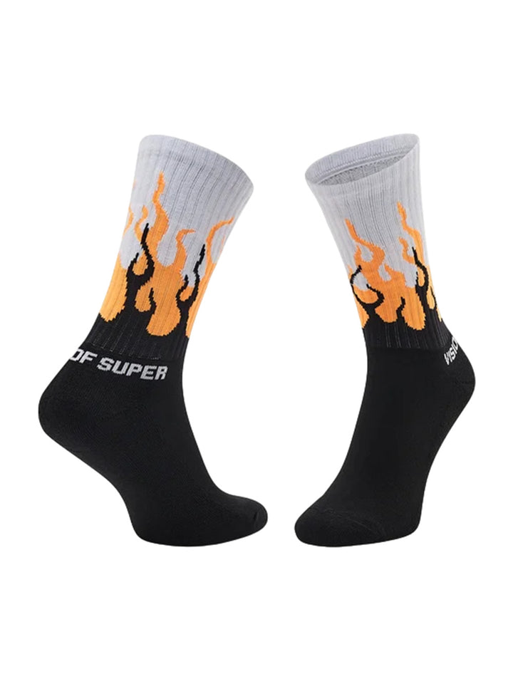 Orange fluo double flames socks