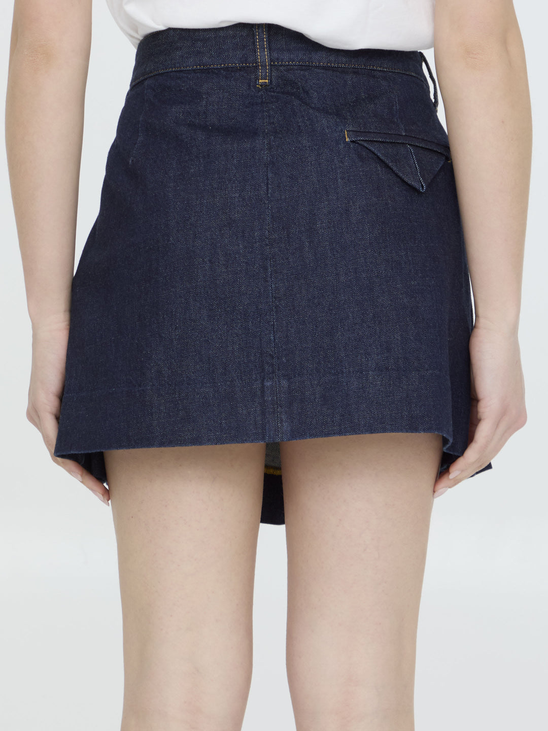 Pleated Denim Miniskirt Skirts Blue