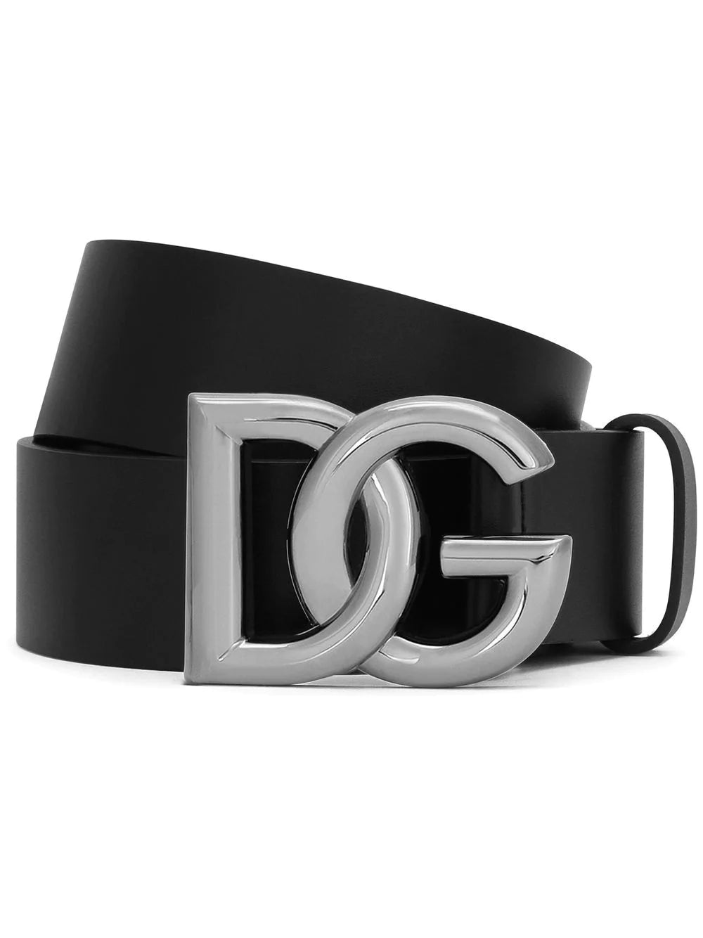 Leather belt with DG logo buckle