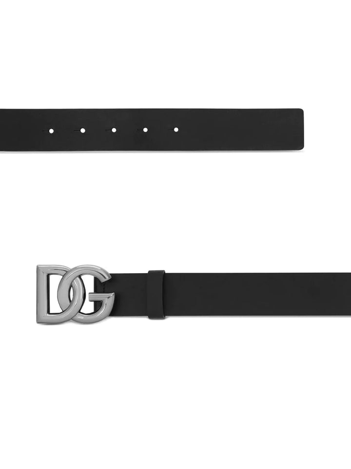 Leather belt with DG logo buckle