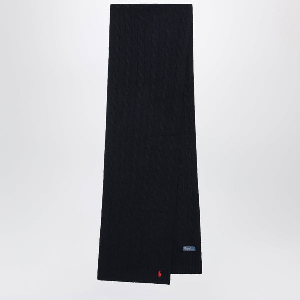 Navy Cable-Knit Wool And Cashmere Scarf