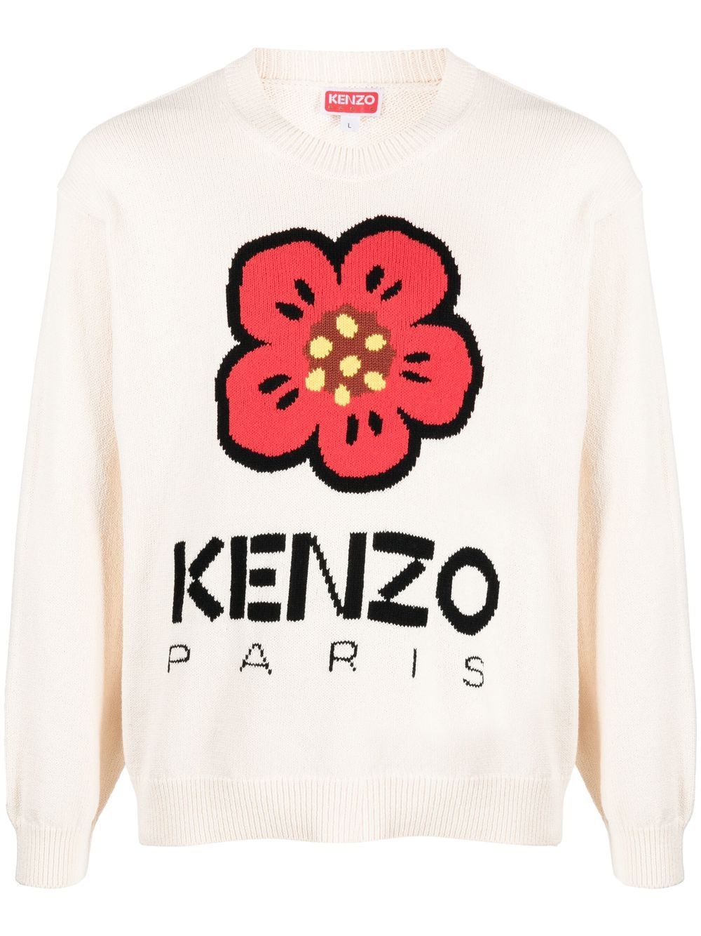 knitted flower logo sweater