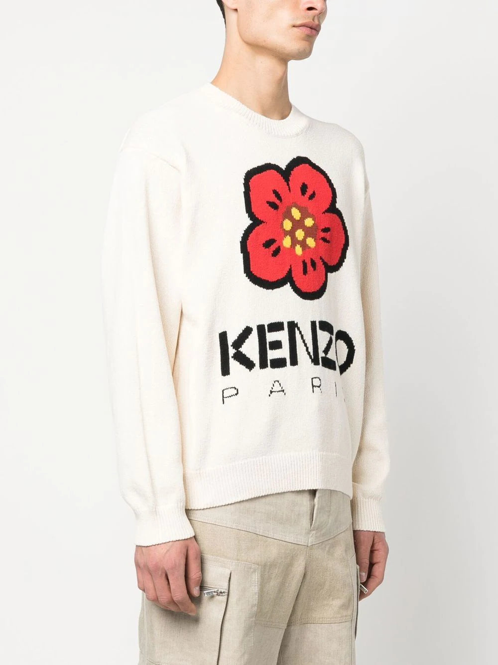 knitted flower logo sweater